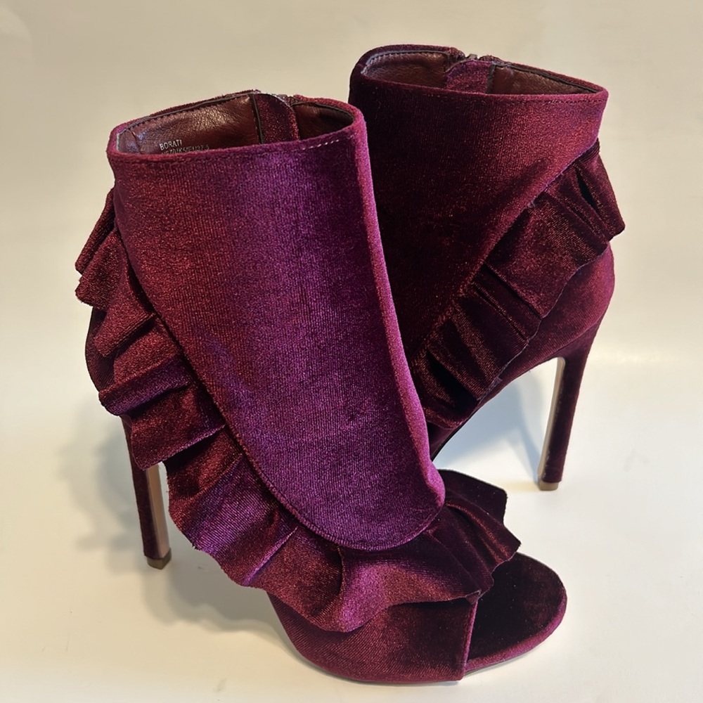 JustFab Burgundy Velvet Heels
